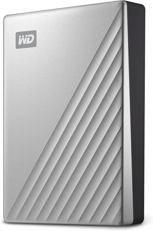 WD 5TB My Passport Ultra for Mac Silver, Portable External Hard Drive, backup software with defense against ransomware, and password protection, USB-C and USB 3.1 - WDBPMV0050BSL-WESN