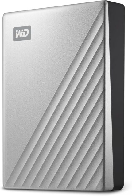 WD 6TB My Passport Ultra for Mac Silver, Portable External Hard Drive, Backup Software with Defense Against ransomware, and Password Protection, USB-C and USB 3.1 – WDBGKC0060BSL-WESN