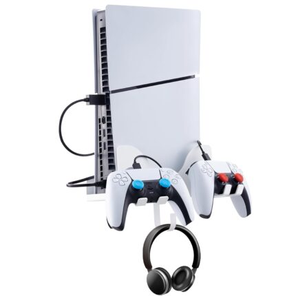 Wabracket All -In -One With 11 Accessories Wall Mount Kit for PS5 Slim＆PS5 Pro Console, Compatiable with PS5 Pro/PS5 Slim Disc &Digital Version.With Charging Cable,Handle Rocker Silicone Cap and SD Card Storage Box