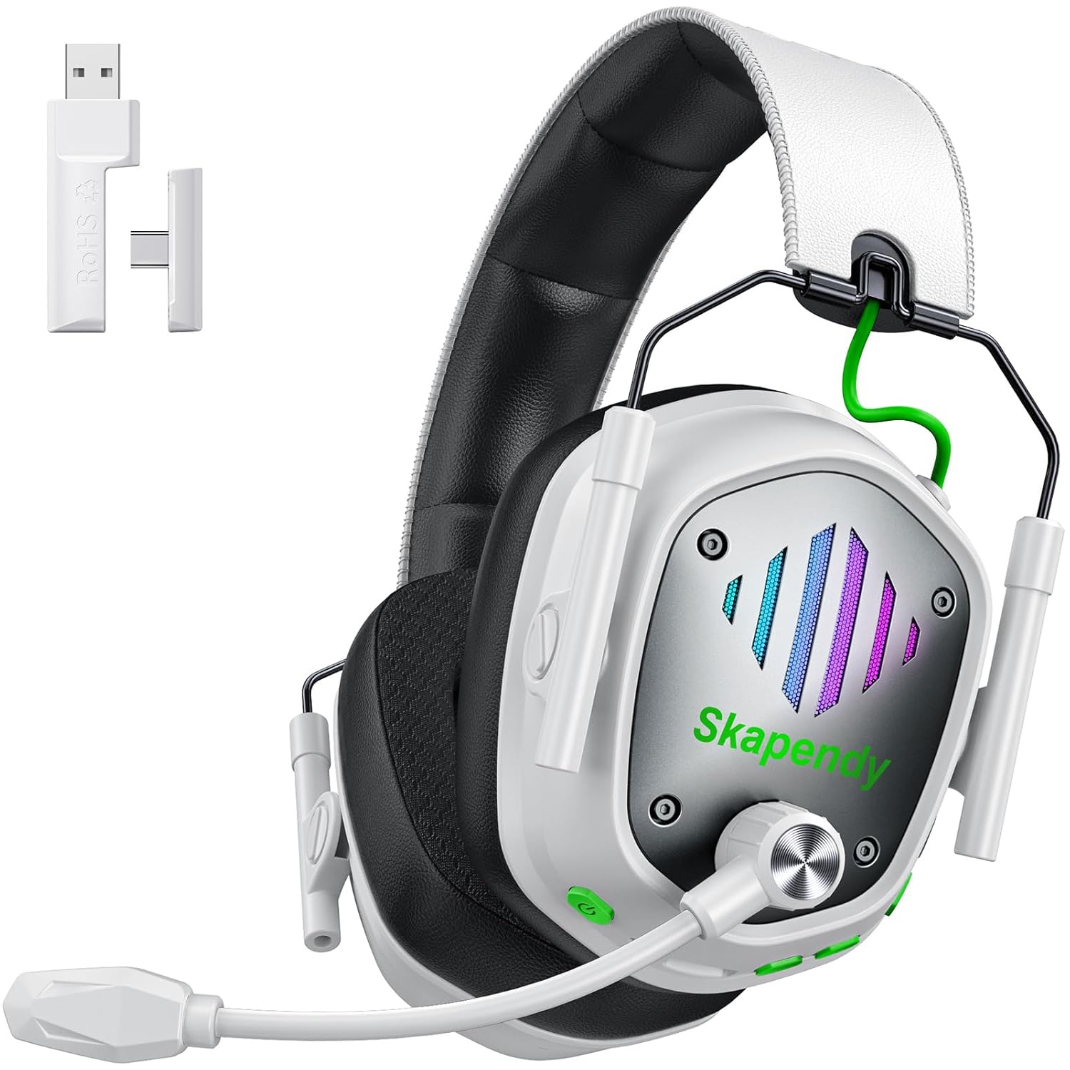 Wireless Gaming Headset for PS5, PS4, PC, Switch, Mac, Mobile, USB & Type-C 2.4GHz Gaming Headphones with 50mm Drivers, 3D Surround Sound, ENC Noise Cancelling Mic, RGB Lights, 50-Hr Playtime Wireless Gaming Headset for PS5, PS4, PC, Switch, Mac, Mobile, USB & Type-C 2.4GHz Gaming Headphones with 50mm Drivers, 3D Surround Sound, ENC Noise Cancelling Mic, RGB Lights, 50-Hr Playtime