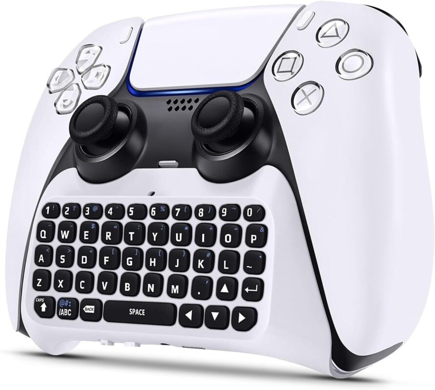 Wireless Keyboard for PS5/PS5 Pro Controller, Bluetooth 3.0 Mini Chatpad Message Game Keyboard Keypad Built-in Speaker with 3.5mm Audio Jack for Messaging and Gaming Live Chat, for Playstation 5