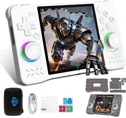 XF40H Handheld Game Console, Retro Gaming Console with 4.0 Inch 4K HD IPS Screen, Support WiFi Online sparing，Preloaded 20,000+ Classic Games- Includes Exclusive Cool Stickers