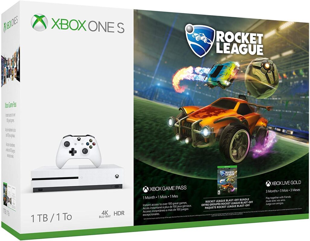 Xbox One S 1TB Console Rocket League Blast-Off Bundle (Renewed)