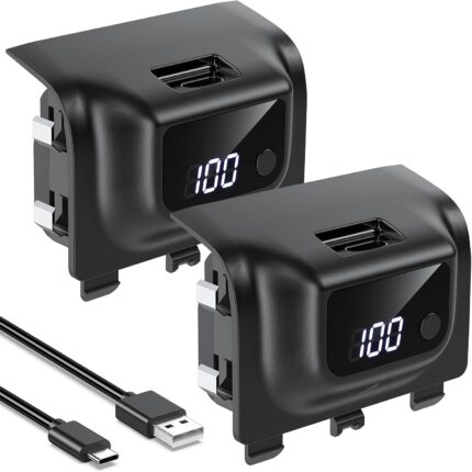 YUANHOT Rechargeable Battery Pack for Xbox Series X/S, LED Display 2 Pack 5180mWh Fast Charging for Xbox Controller Battery Pack, Remote Play and Charge Kit for Xbox Series X/S Accessories