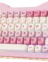 YUNZII C75 Wireless Mechanical Keyboard,75% Layout, Hot-Swappable NKRO,BT5.0/2.4G/USB-C Mode,Dye-Sub PBT MOA Keycaps,RGB Gasket Mount,Cute Cake Design for Mac/Win/Gaming (Pink, Candy Switch)