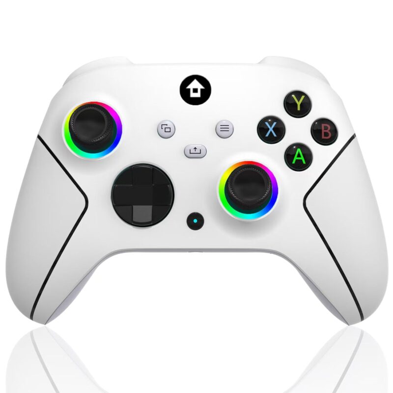 YUYIU Wireless 2.4GHz Controller with 7 Colors RGB Light for Xbox Controller, Xbox One Series X|S,Consoles,Steam PC Windows, with 1000mAh Battery/Dual Vib-ration/Turbo/Programmable, 3.5mm Audio Jack (Pearl white)