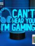 YuanDian Can't Hear You I'm Gaming Night Light, Headset Graphic Video Games Gamer Gift Funny 3D Illusion Lamp 16 Colors Changing Touch & Remote Control for Men Gamers Teenagers and Kids