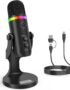 ZealSound USB Microphone for iPhone,Noise Cancellation Condenser mic with Touch Mute,Gain,Echo,Monitoring,RGB for iPad,PC,Podcast,Streaming,Twitch,YouTube,Discord,Computer,PS4,PS5,Mac,GamerWave K66