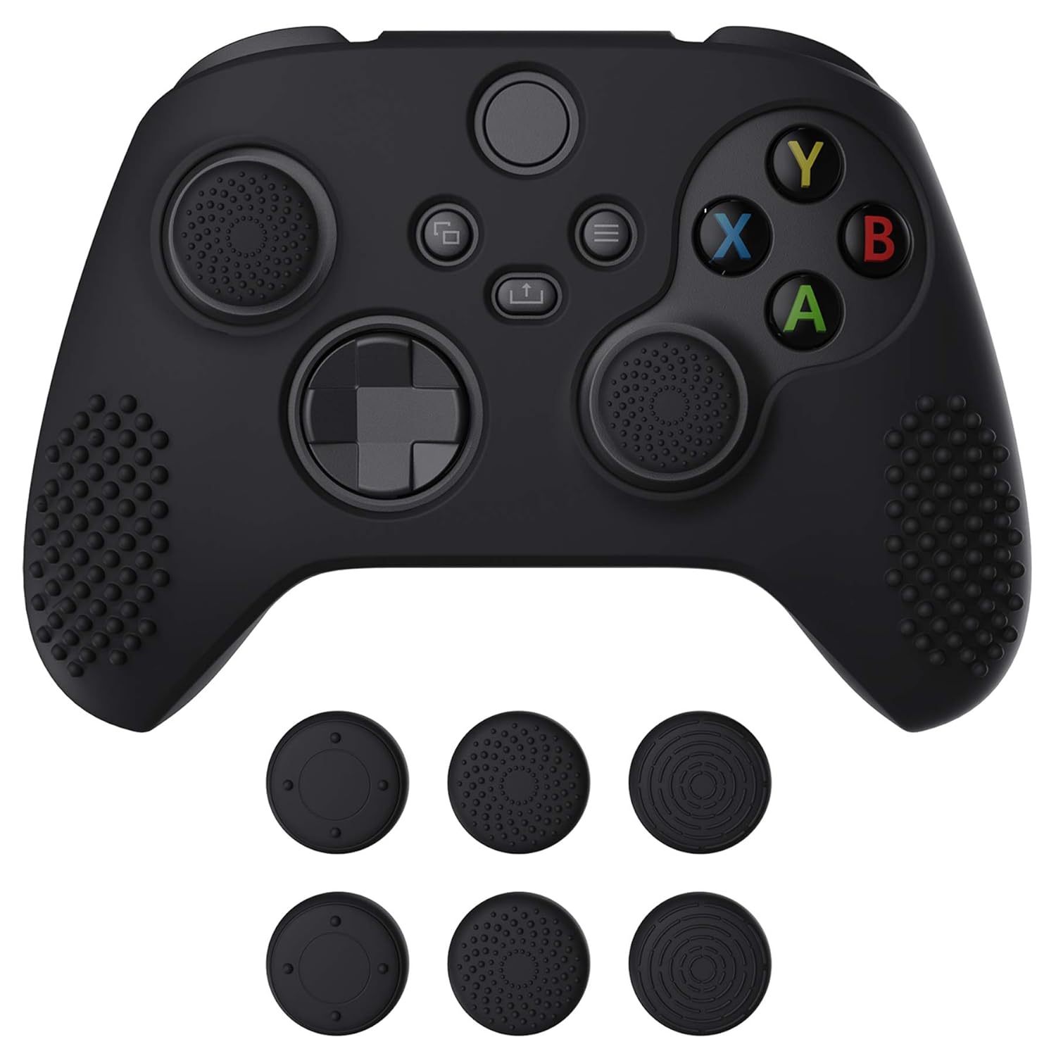 eXtremeRate PlayVital Black 3D Studded Edition Anti-Slip Silicone Cover Skin for Xbox Series X/S Controller, Soft Rubber Case Protector for Xbox Core Wireless Controller with 6 Black Thumb Grip Caps eXtremeRate PlayVital Black 3D Studded Edition Anti-Slip Silicone Cover Skin for Xbox Series X/S Controller, Soft Rubber Case Protector for Xbox Core Wireless Controller with 6 Black Thumb Grip Caps
