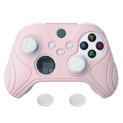 eXtremeRate PlayVital Pink Controller Cover for Xbox Series X/S with 2 Thumb Grips, Samurai Edition Anti-slip Silicone Skin Protector for Xbox Core Controller