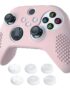 eXtremeRate PlayVital Pink Controller Skin for Xbox Series X/S, 3D Studded Edition Anti-Slip Soft Silicone Cover for Xbox Core Controller with 6 Thumb Grip Caps