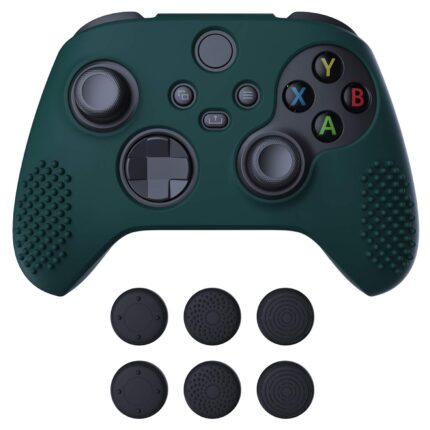 eXtremeRate PlayVital Racing Green 3D Studded Edition Anti-slip Silicone Cover Skin for Xbox Series X/S Controller, Soft Rubber Case Protector for Xbox Core Wireless Controller with Thumb Grip Caps