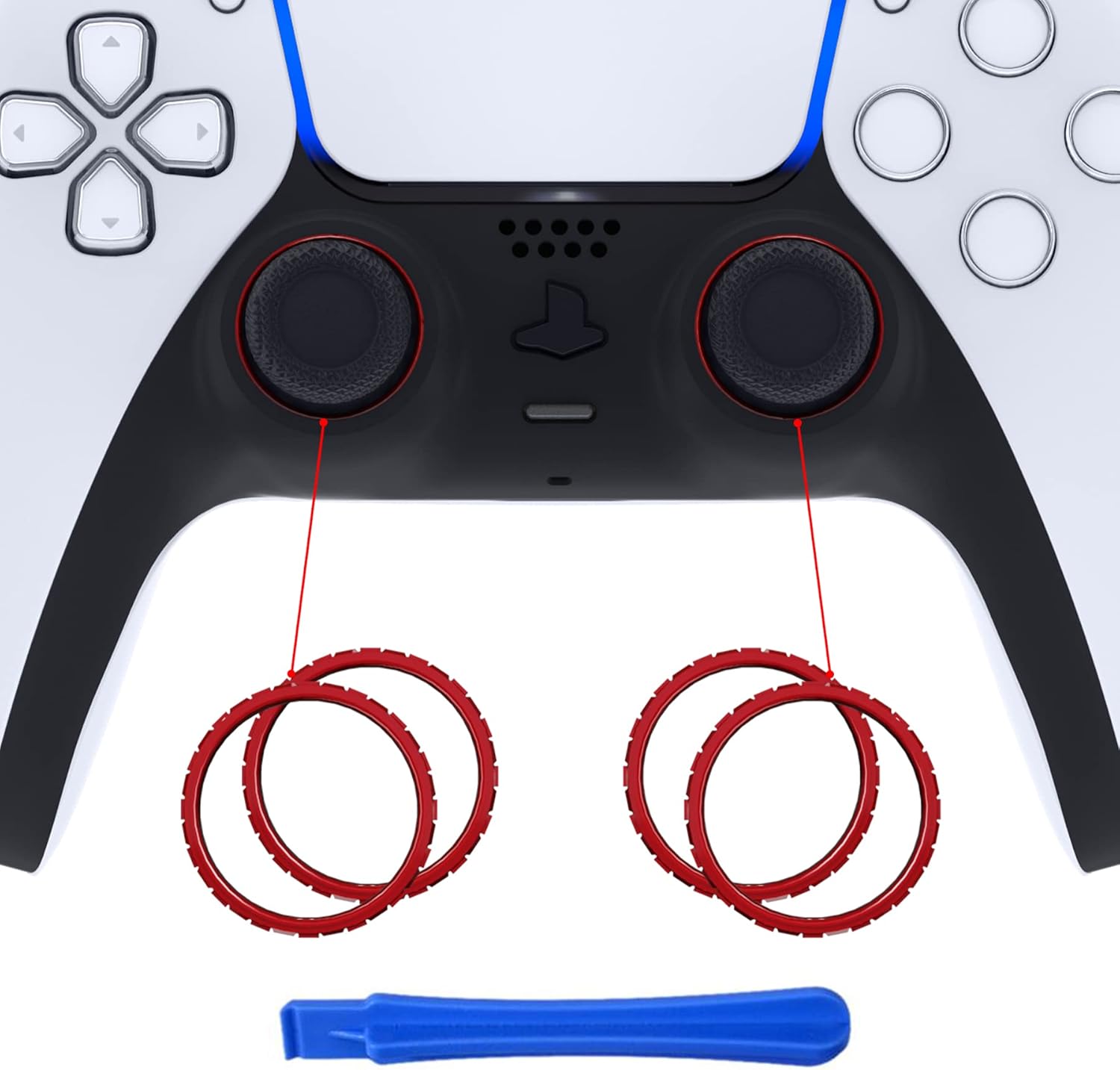 eXtremeRate Scarlet Red Glossy Replacement Accessories for PS5 Controller, Custom Accent Rings for PS5 Controller – Controller NOT Included eXtremeRate Scarlet Red Glossy Replacement Accessories for PS5 Controller, Custom Accent Rings for PS5 Controller – Controller NOT Included