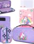 homicozy Cute Unicorn Protection Case for Nintendo Switch,Purple Hard Carrying Case with Soft TPU Protective Cover and Protection Acessories Compatible with Nintendo Switch for Girls