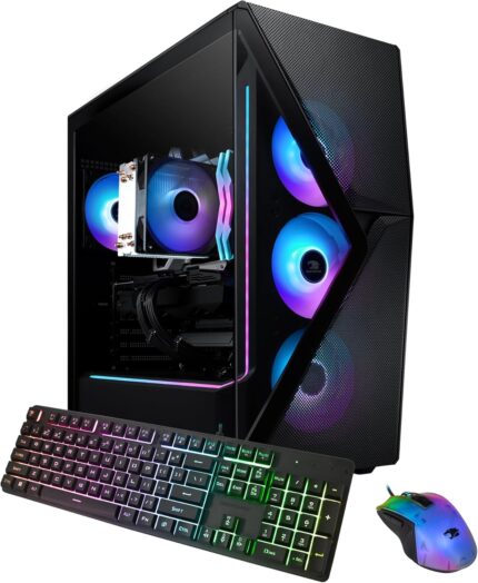 iBUYPOWER Slate Gaming PC Desktop Computer AMD Ryzen 7 8700F CPU, NVIDIA GeForce RTX 5070 12GB GPU, 32GB DDR5 RGB 5200MHz RAM, 1TB NVMe SSD, Windows 11 Home, Gamer Keyboard and Mouse – SMA7N5701