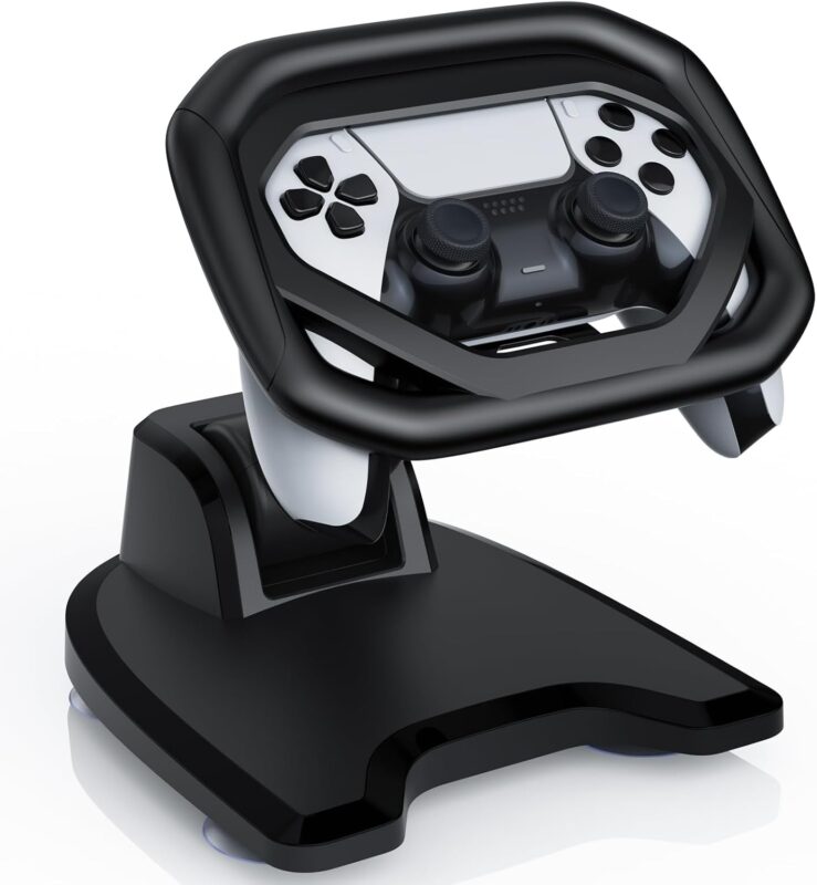 ps5 Steering Wheel Stand for PS5/PS5 Elite Controllers,Steering Wheel for ps5 with 4 Table Suction More Robust for Immersive Racing Games