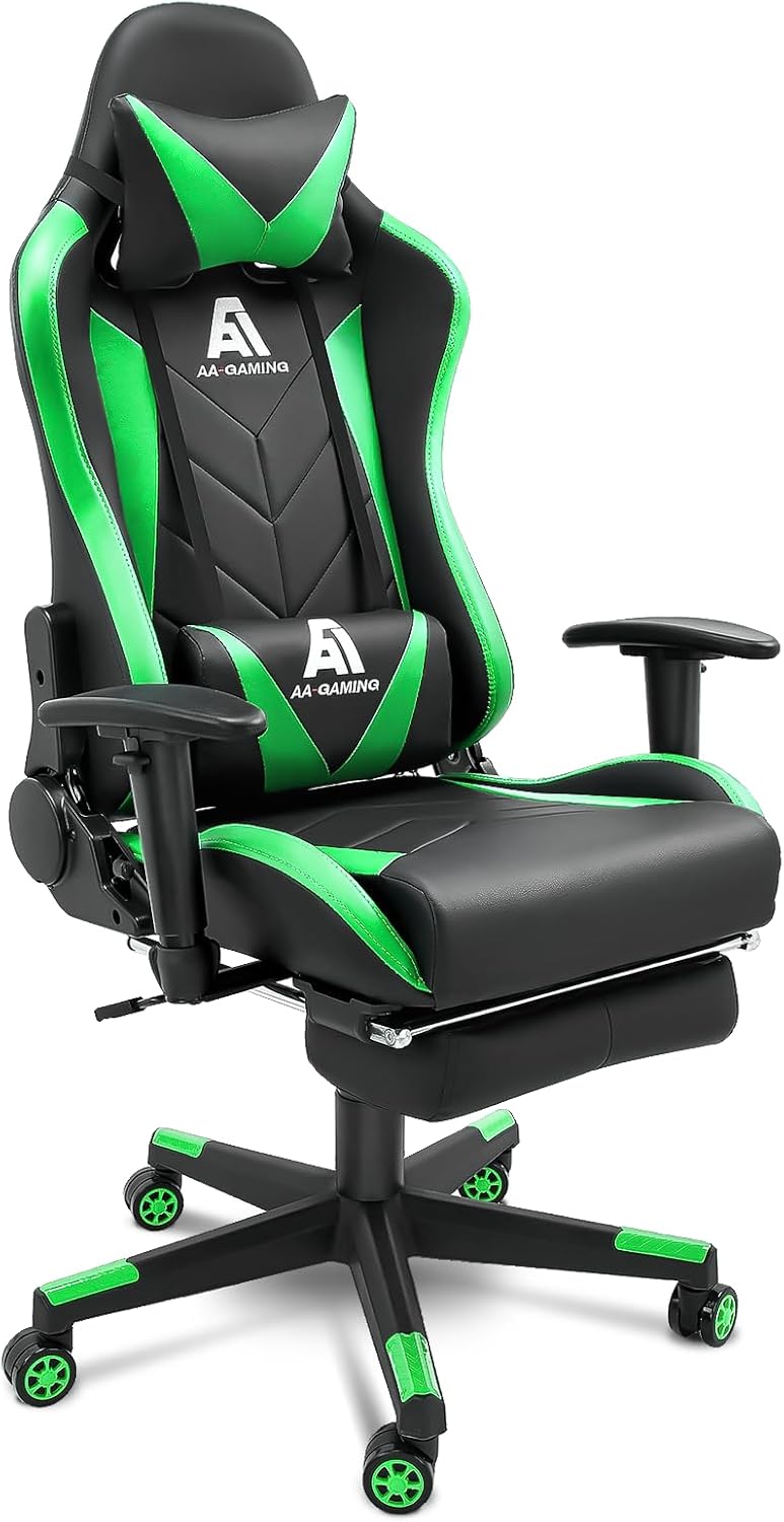 AA Products Gaming Chair High Back Ergonomic Computer Racing Chair Adjustable Gamer Chair with Footrest, Lumbar Support Swivel Chair – LightGreen AA Products Gaming Chair High Back Ergonomic Computer Racing Chair Adjustable Gamer Chair with Footrest, Lumbar Support Swivel Chair – LightGreen